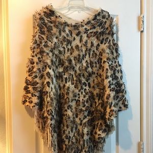 Animal Print Poncho Shaw